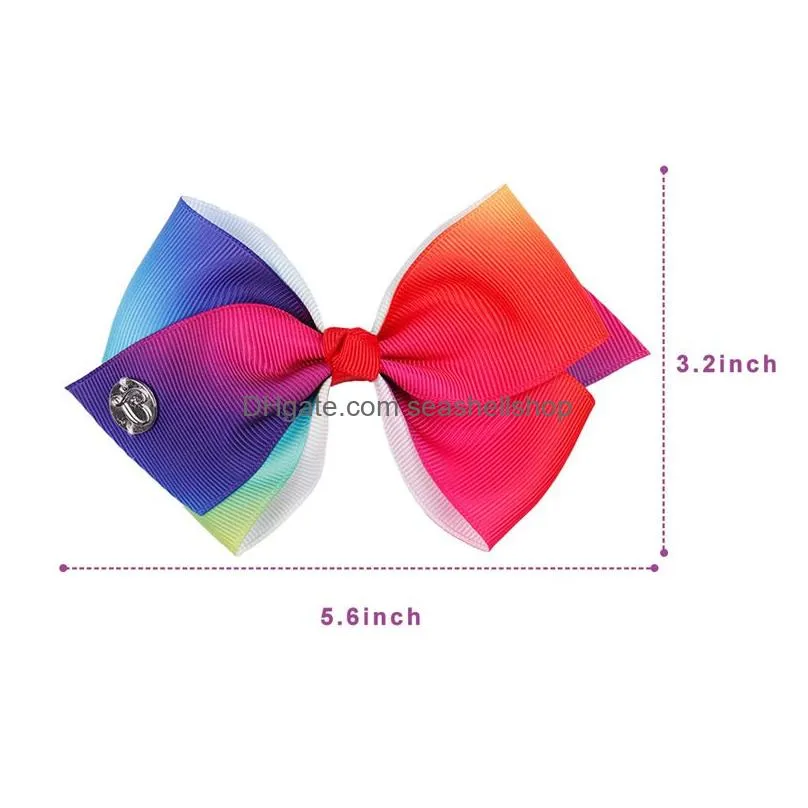 Rainbow Hair Bows Accessories JOJO SIWA 5.6inch Large Hairclips With Card Sequin Logo Baby Girl Children Fashion Hair Clips for
