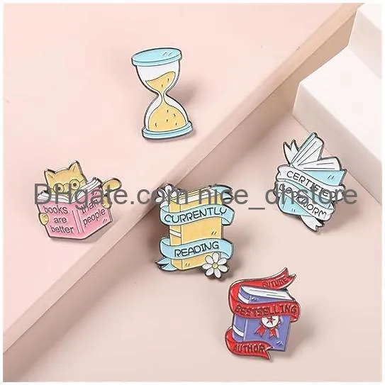 cartoon magic book enamel pins cute cat book brooches book lovers badges for clothes bags backpacks party decoration gift
