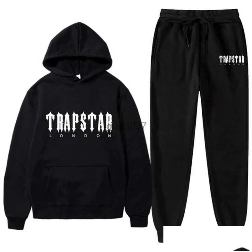 Clothing Sets Kids Tracksuit Trend Hooded 2 Pieces Set Hoodie Sweatshirt Sweatpants Sportwear Jogging Outfit Trapstar Boy 221028 Drop Otovx