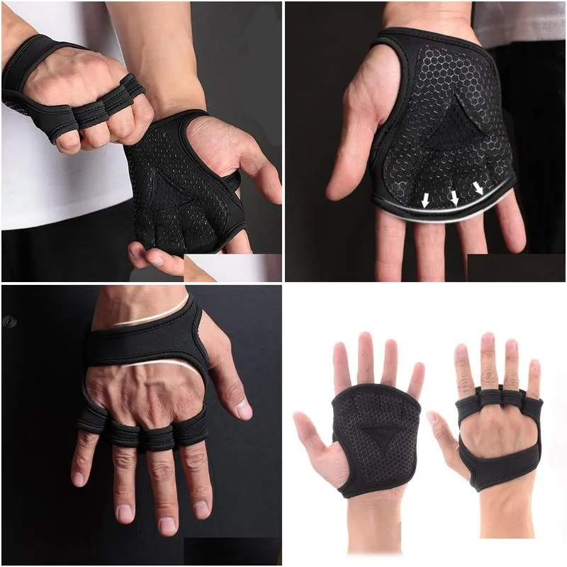 Gym Fitness Gloves Hand Palm Protector with Wrist Wrap Support Men Women Workout Bodybuilding Power Weight Lifting Gloves Q0107