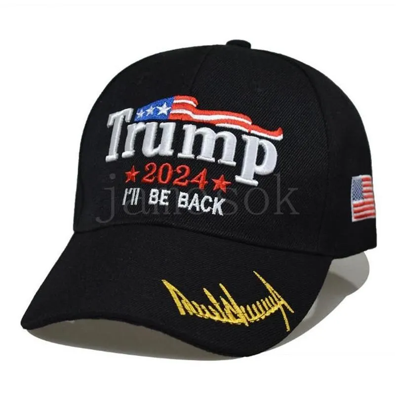 Ball Caps Newest Trump 2024 Hat Cotton Baseball Cap Hats Usa Peaked Drop Delivery Fashion Accessories Hats, Scarves Gloves Dhues