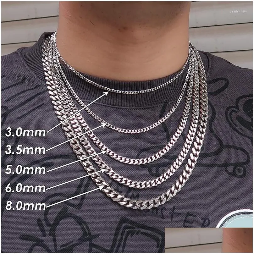Chains 15 Pieces Stainless Steel Cuban Link Necklace For Men Women Tarnish Free Heavy Curb Chain 6mm 20 Inches