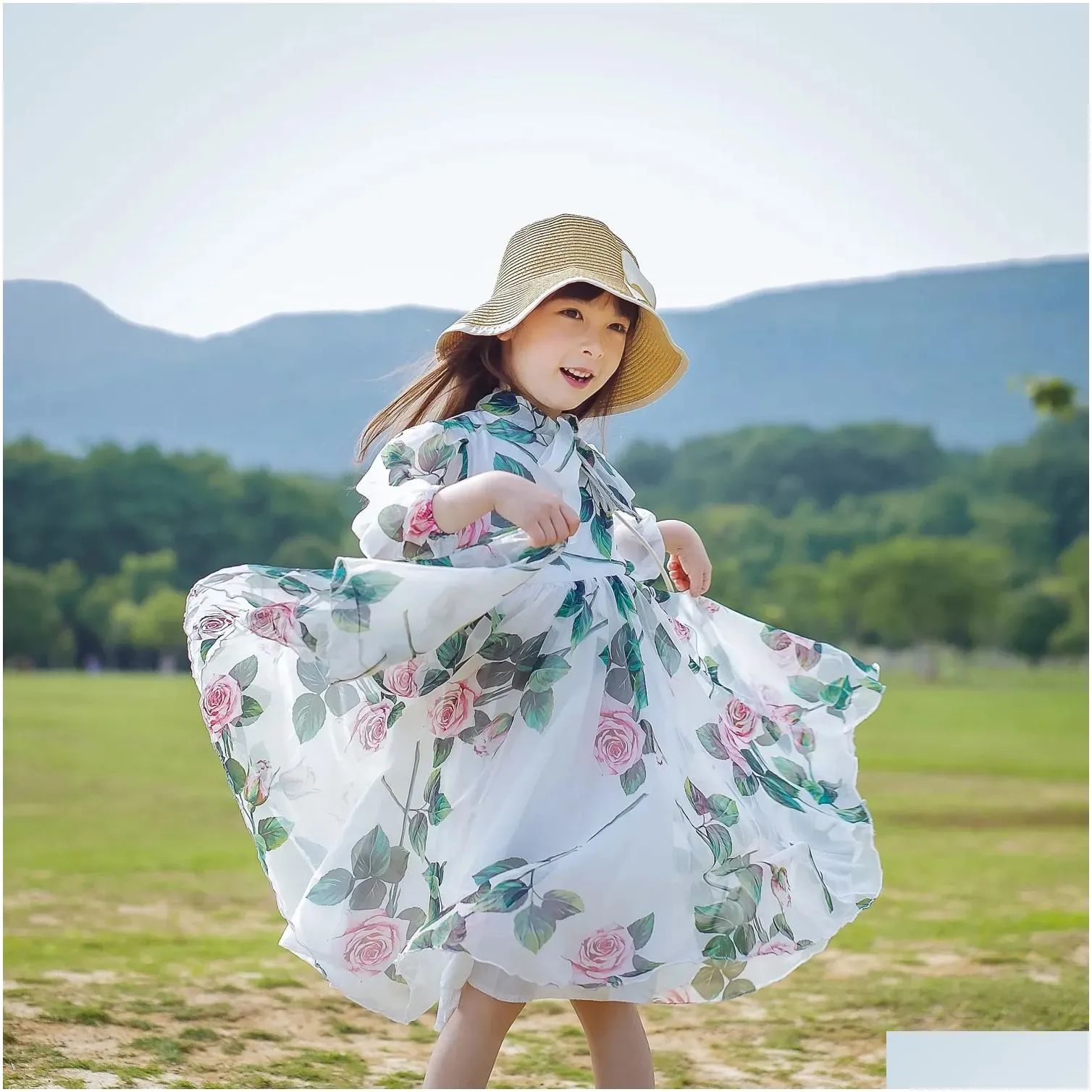 summer girl`s dresses fashion kids girl flowers dress party dress toddler girls outwear skirt beach clothing