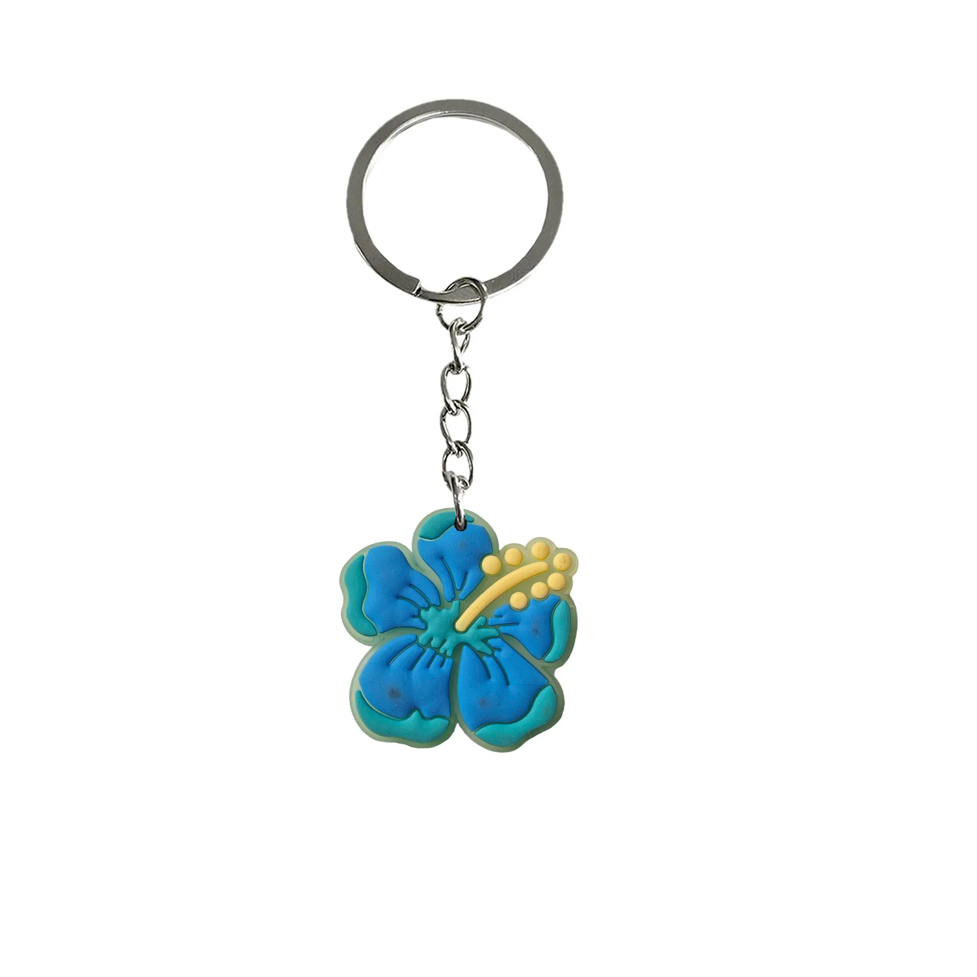 fluorescent pentapetal flower keychain key chain for party favors gift goodie bag stuffers supplies keyring classroom school day birthday suitable schoolbag cute silicone adult rings tags stuffer christmas gifts