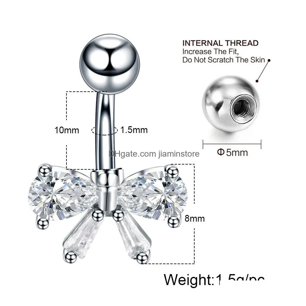 2020New Stainless Steel Navel Piercings Zircon Belly Button Rings Piercings Navel Piercing Belly Navel Body Jewelry Piercings