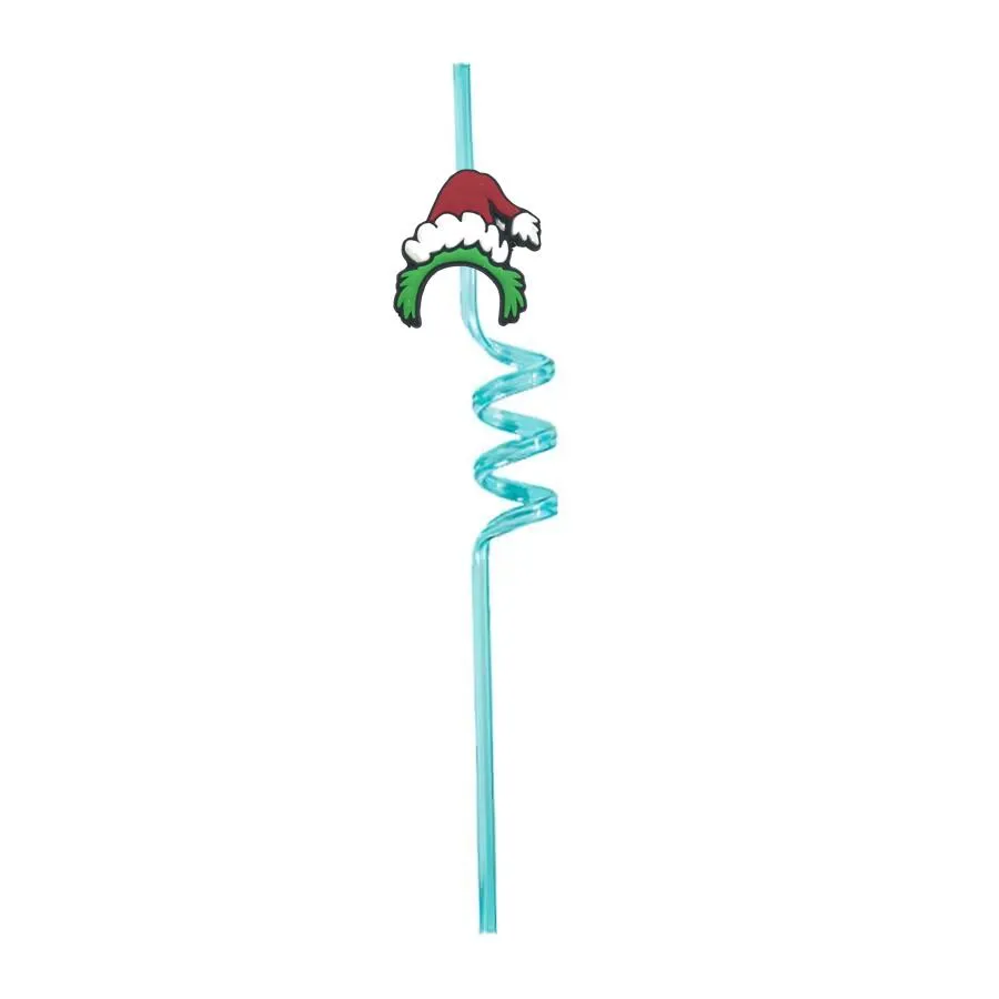 green haired monster christmas themed crazy cartoon straws drinking goodie gifts for kids party birthday decorations summer favors plastic straw girls reusable