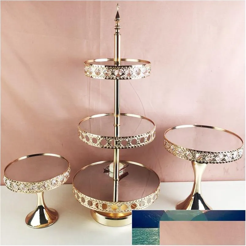 crystal cake stands set 2-3 tiers mirror cupcake stand cake dessert holder with afternoon tea wedding birthday party fruit bowl