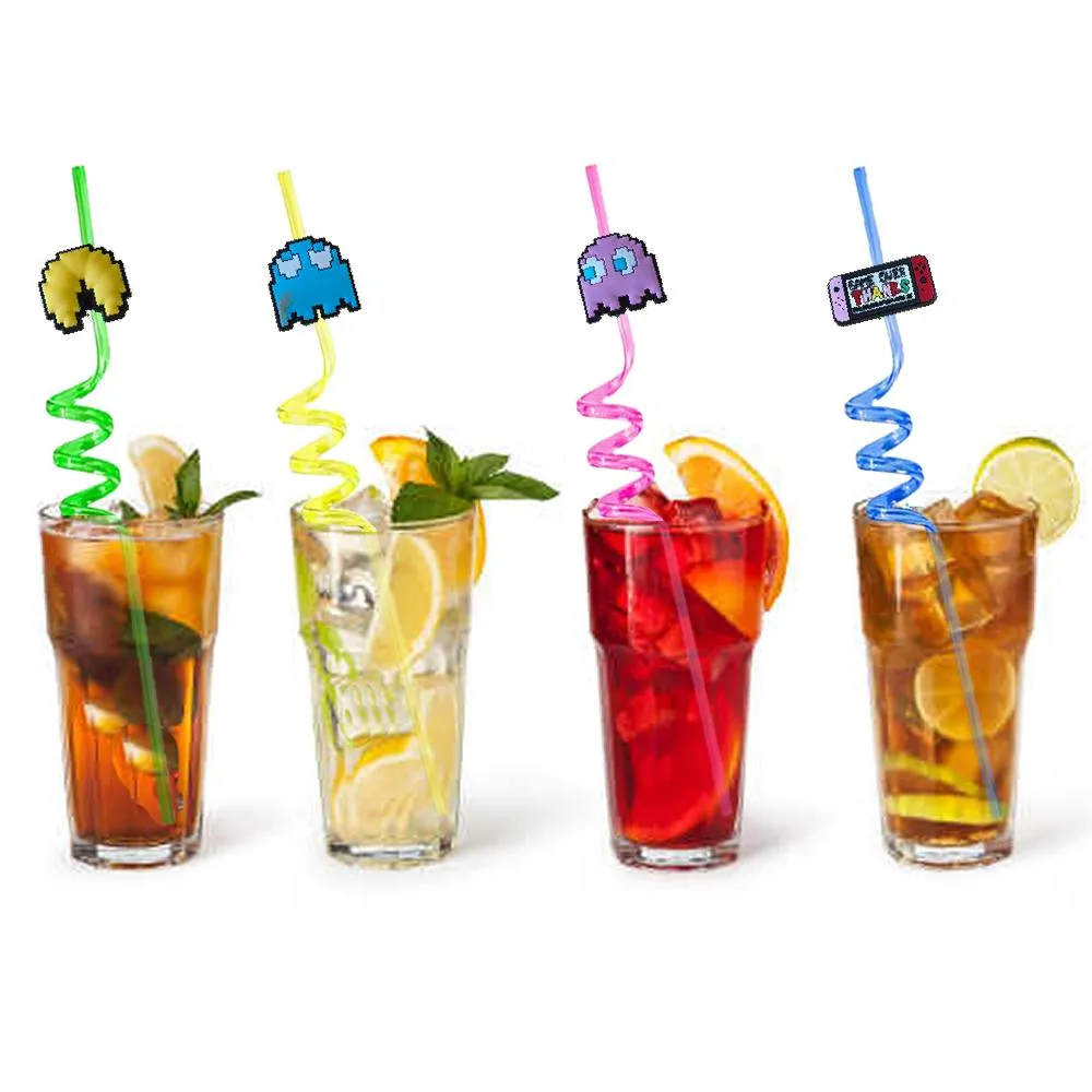 new game products themed crazy cartoon straws drinking goodie gifts for kids party plastic supplies birthday reusable straw