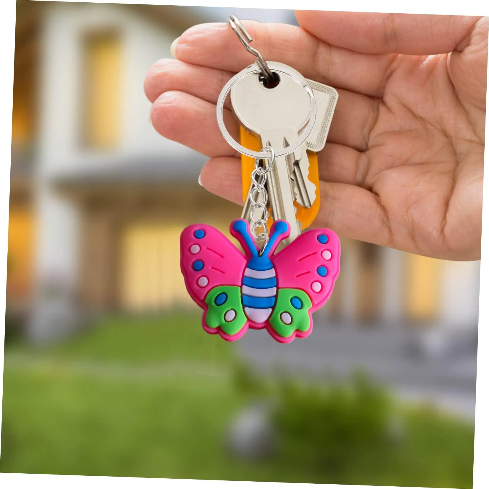 colored butterfly 28 keychain pendants accessories for kids birthday party favors boys keychains key ring men keyring suitable schoolbag tags goodie bag stuffer christmas gifts and holiday charms school day supplies gift chain fans