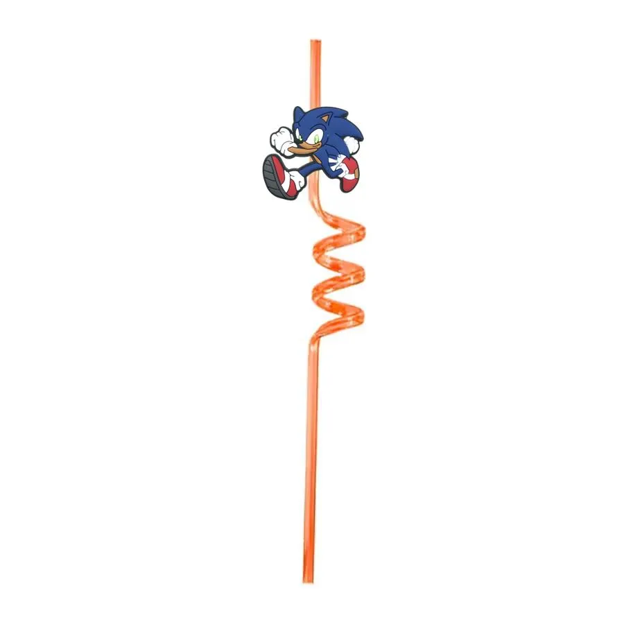 sonic 38 themed crazy cartoon straws drinking for new year party christmas favors kids pool birthday reusable plastic straw