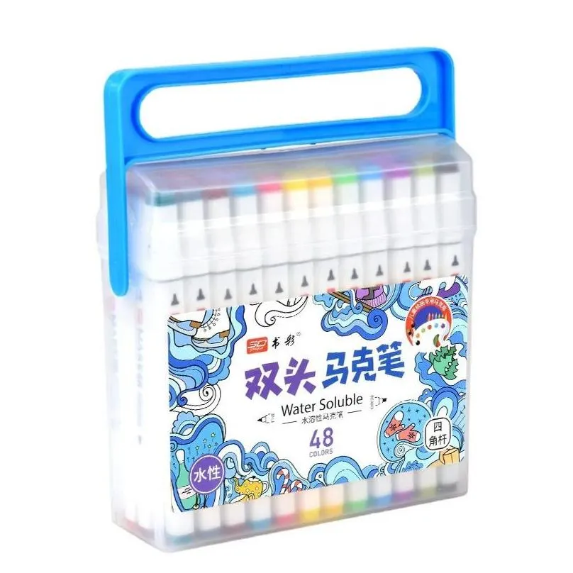 Highlighters Wholesale Kid Double Headed Washable Marker Pen 12-48 Colors Childrens Watercolor Art Iti D Fine Arts Safety Wide Nib Tip Ot3Jc