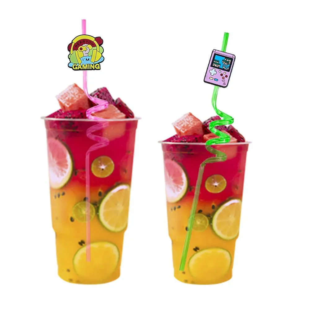 new game products themed crazy cartoon straws drinking goodie gifts for kids party plastic supplies birthday reusable straw