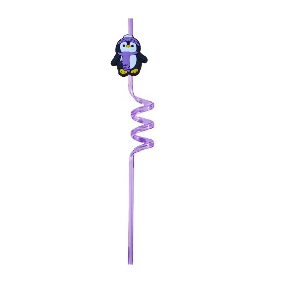 penguin themed crazy cartoon straws drinking for kids pool birthday party sea favors goodie gifts supplies decorations plastic  reusable straw