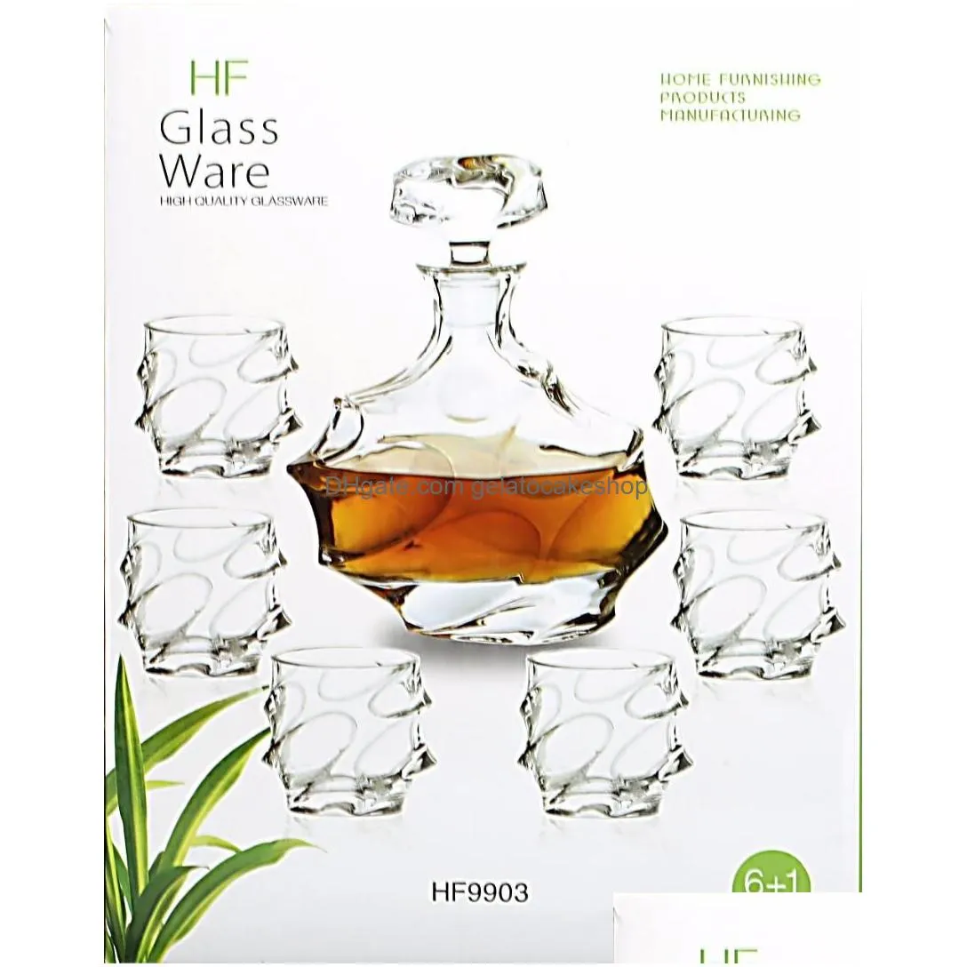 whisky glass 1 set 1 pcs glass bottle decanters 750ml 6 pcs cup high quality safety box