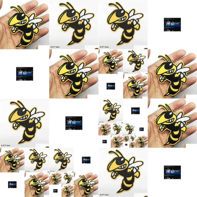 Angry Bee Honeybee Animal Cartoon Iron On Embroidered Clothes Patches For Clothing Stickers Garment Wholesale