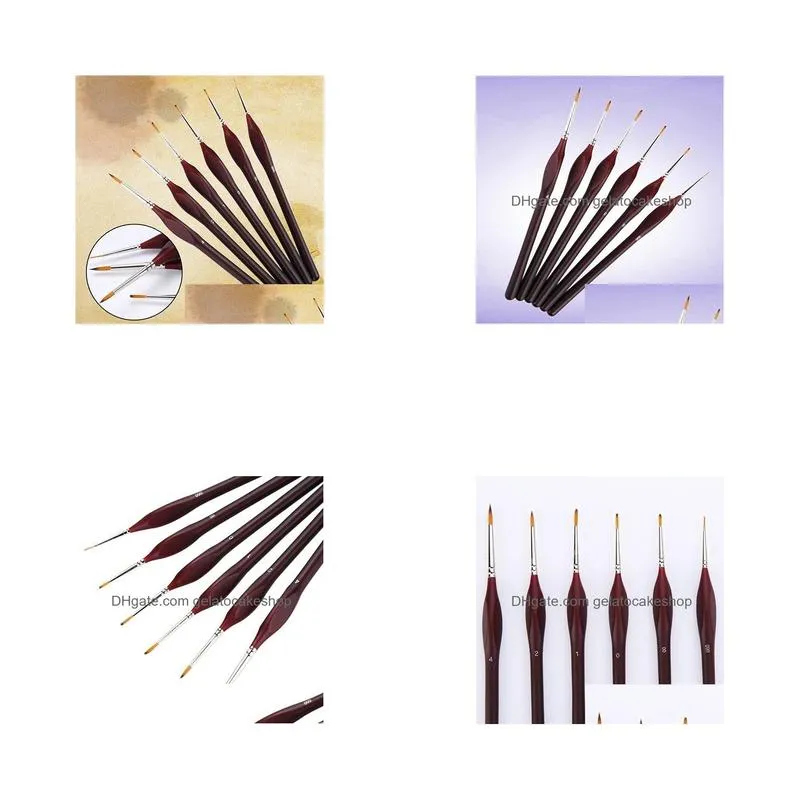 high quality 6 pcs professional wooden handle artists modellers detail paint brushes set