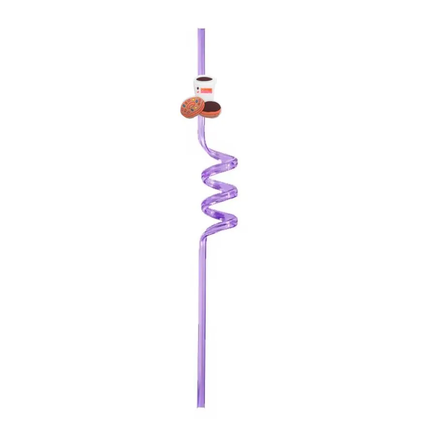 donuts themed crazy cartoon straws drinking party supplies for favors decorations plastic straw with decoration kids  pool birthday sea reusable