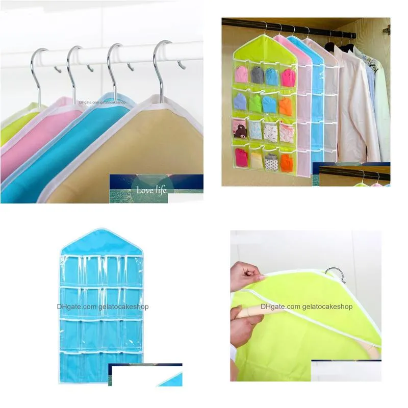  portable 16 grid closet multi-role hanging bag socks bra underwear rack hanger storage organizer storage box wall-mount