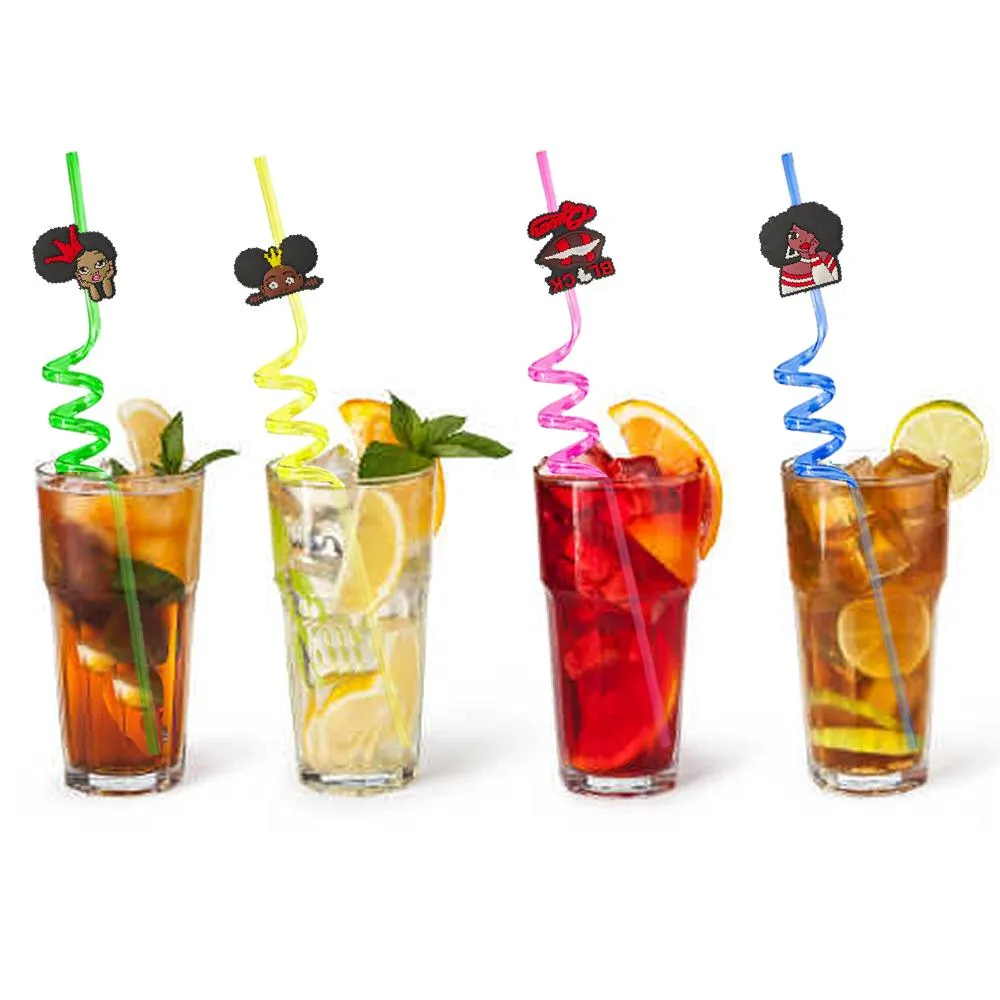 black themed crazy cartoon straws drinking party supplies for favors decorations birthday summer reusable plastic christmas straw with decoration kids
