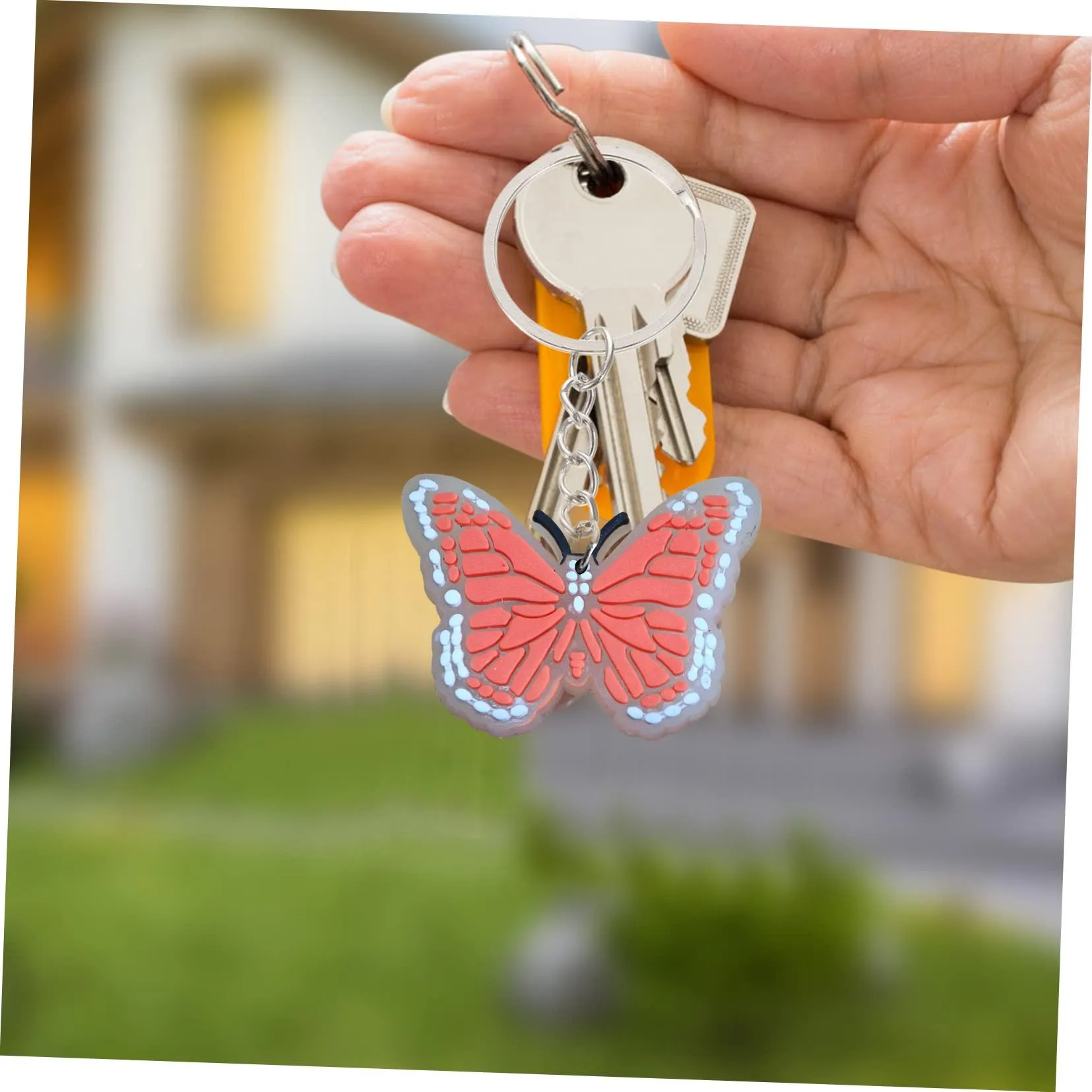 fluorescent butterfly 6 keychain keychains party favors keyrings for bags men keyring suitable schoolbag school backpack couple key chains women classroom prizes