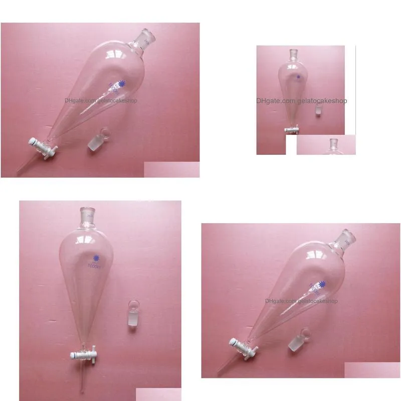 wholesale wholesale- 1000ml 24/29 pyriform separatory drop funnel 1l ptfe stopcock glass stopper chemistry labware