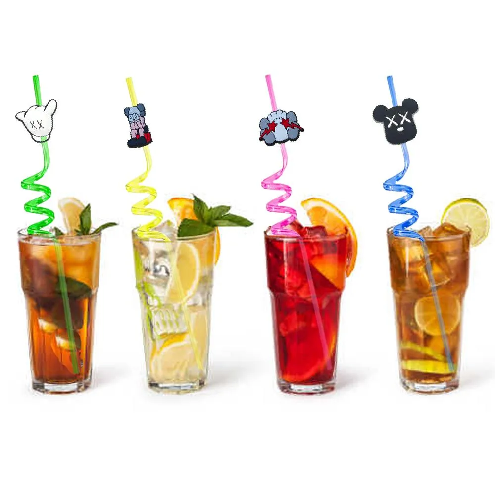 violent bear themed crazy cartoon straws plastic for kids birthday drinking party supplies favors decorations girls goodie gifts reusable straw