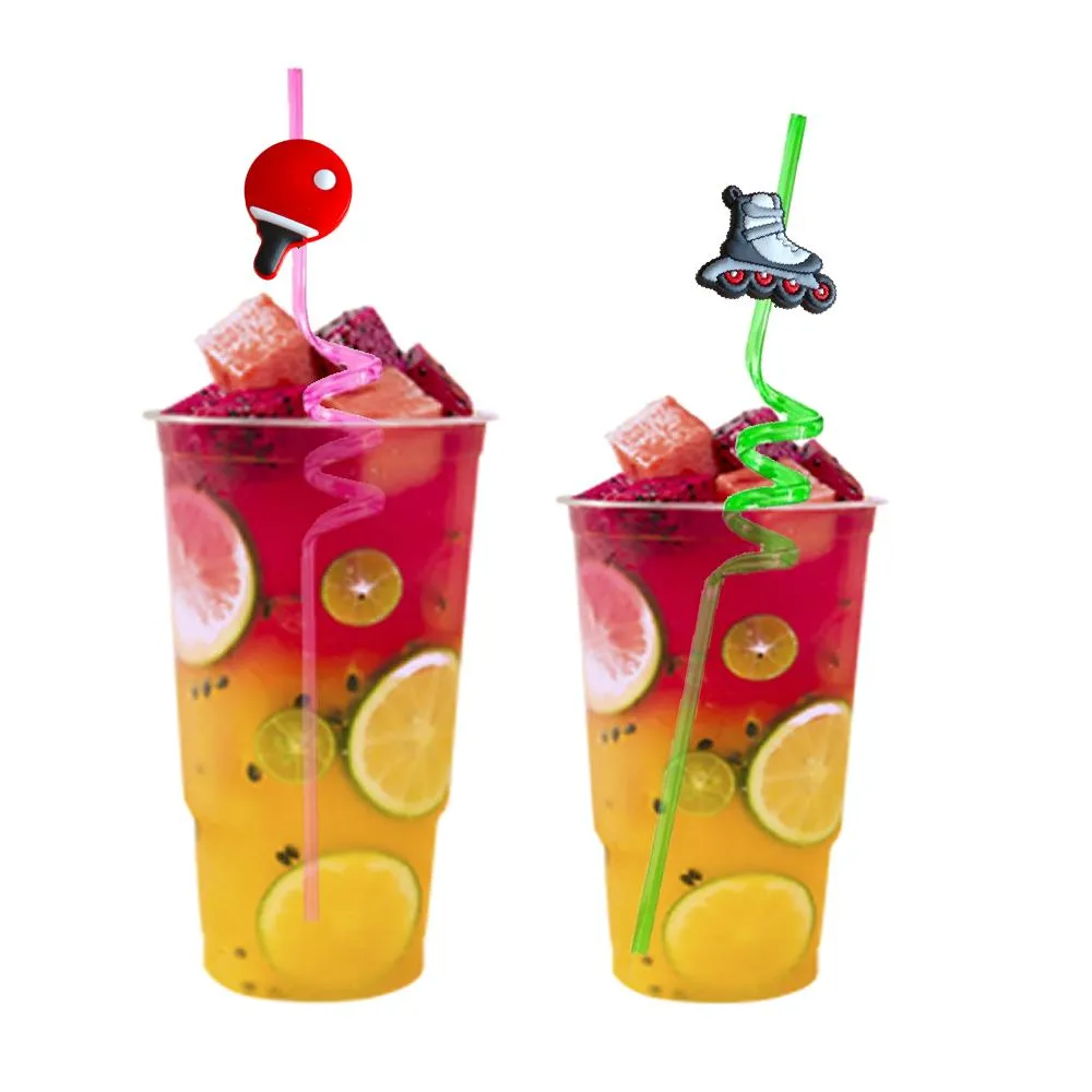 motion themed crazy cartoon straws drinking goodie gifts for kids party birthday decorations summer supplies favors christmas plastic straw with decoration reusable