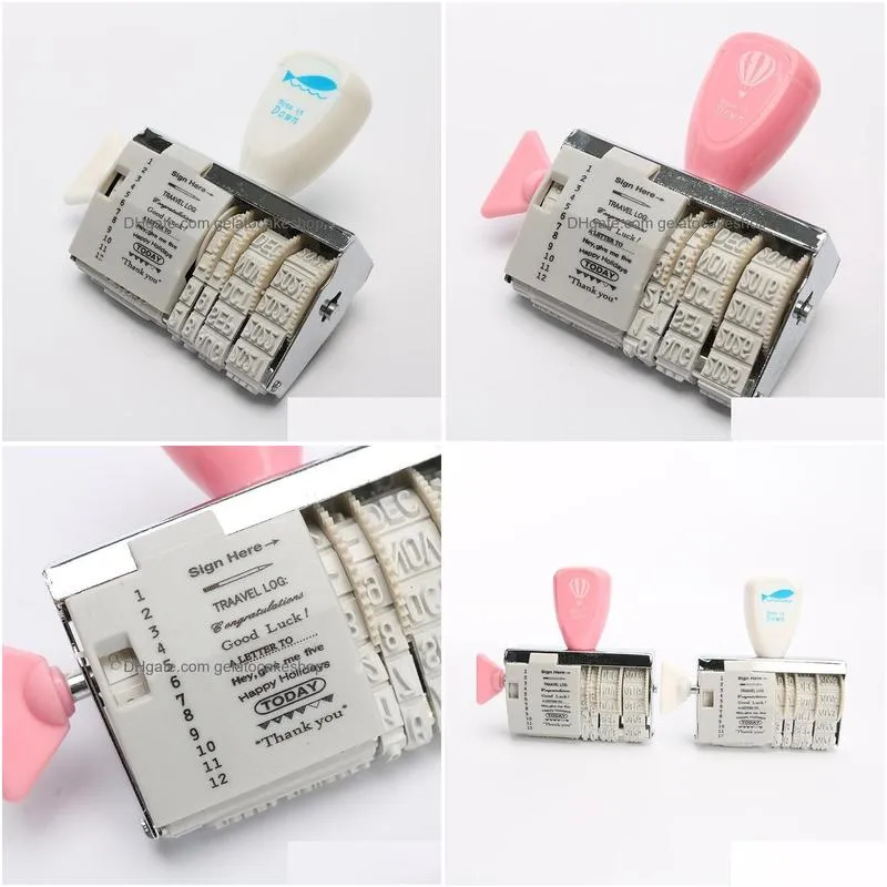 wholesale wholesale- diy roller knob seal text date ink rubber stamp diary p o album decoration