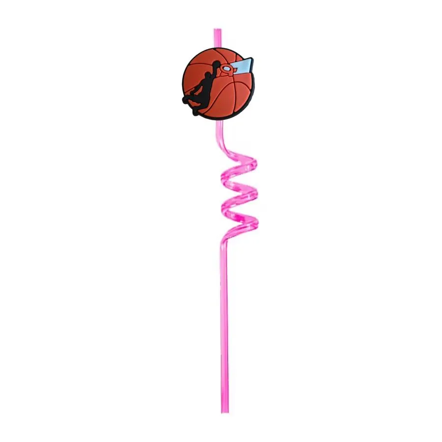 basketball 2 12 themed crazy cartoon straws drinking party supplies for favors decorations plastic straw with decoration kids childrens new year reusable
