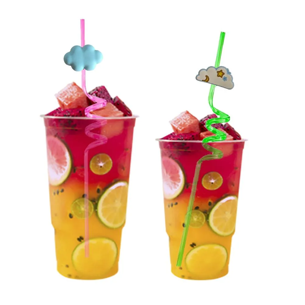 cloud themed crazy cartoon straws for sea party favors drinking kids birthday decorations summer new year plastic childrens reusable straw