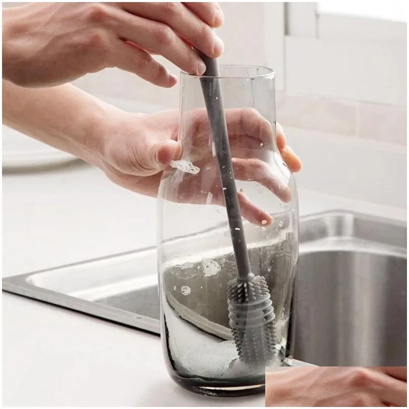 Cleaning Brushes Sile Cup Brush Milk Bottle Long Handle Water Bottles Cleaner Glass Kitchen Drop Delivery Home Garden Housekeeping Org Otq86