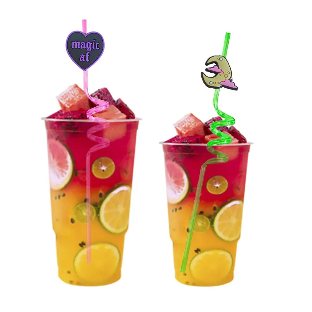 witch themed crazy cartoon straws plastic for kids birthday drinking summer party favor straw girls decorations reusable  supplies