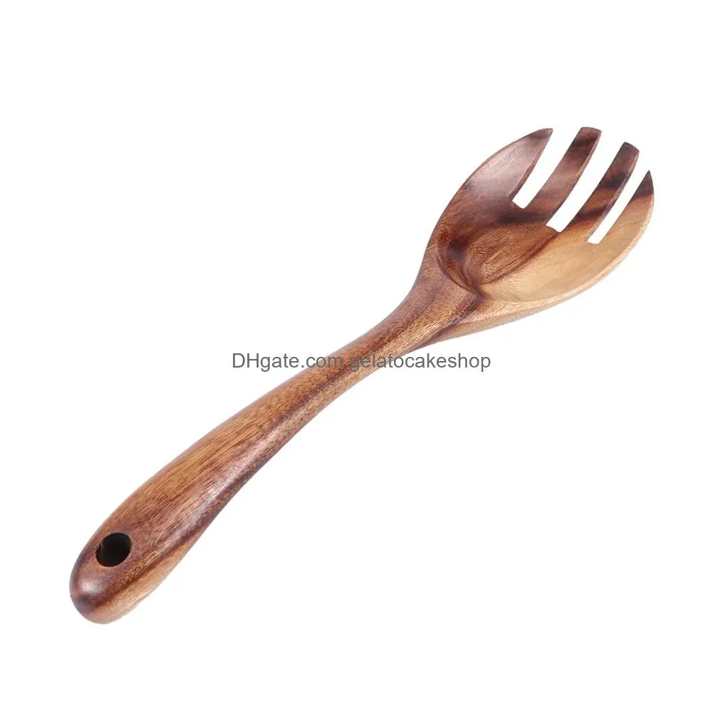 large wooden spoon big salad serving spoon fork natural wood tablespoon long handled cooking kitchen wooden utensils