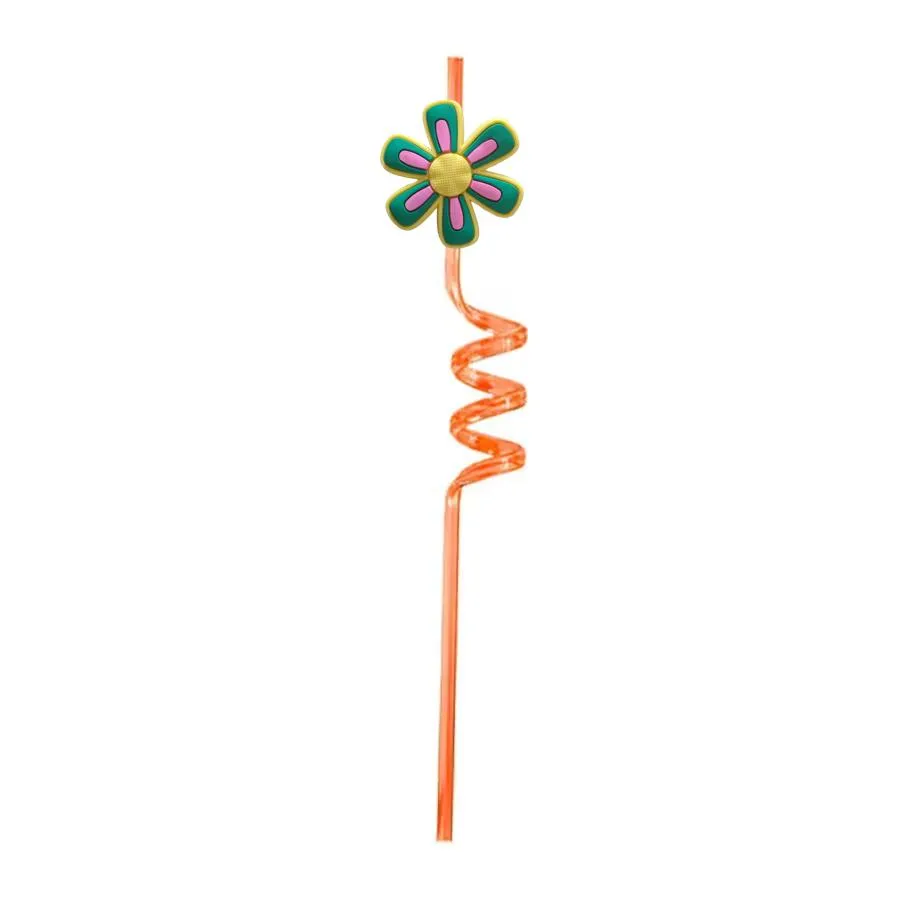 flower 11 themed crazy cartoon straws plastic drinking for new year party christmas favors  supplies kids pool birthday reusable straw