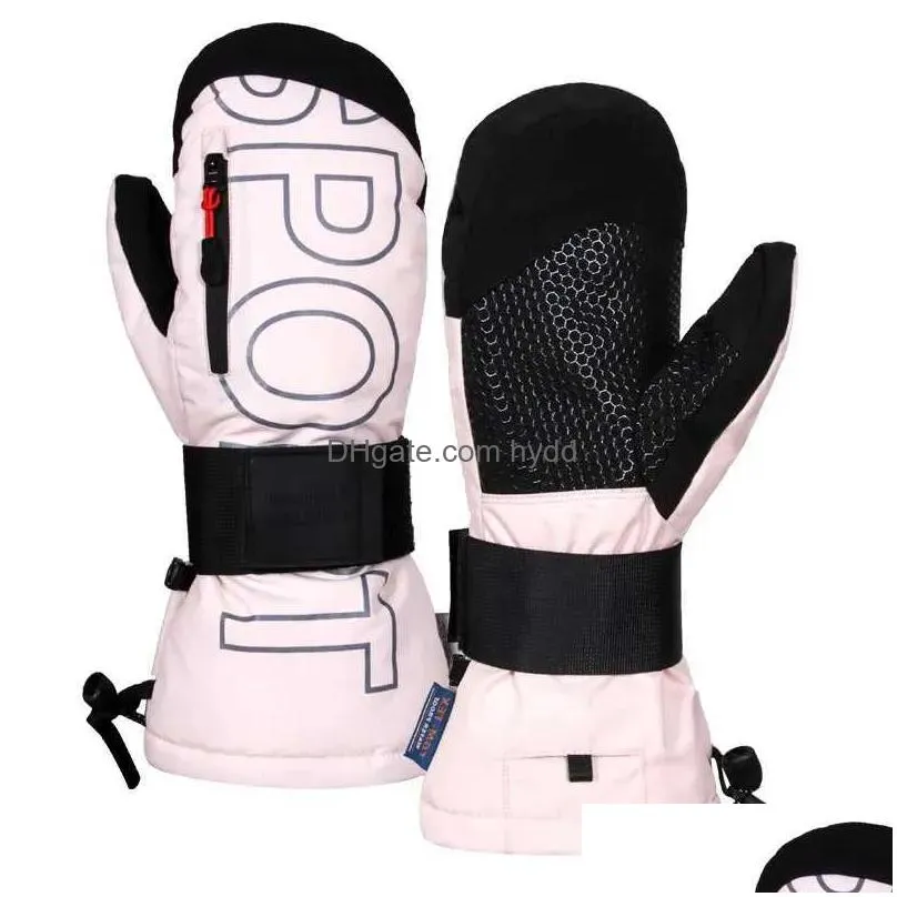 ski gloves winter ski gloves touch screen warm gloves  velvet thickened gloves wrist guard waterproof sports riding gloves with guard