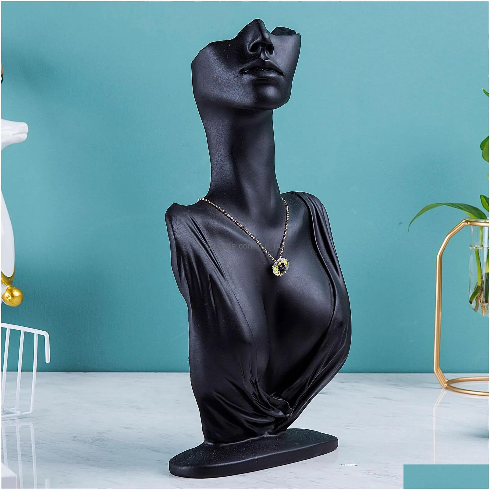 mannequin top selling lms 3 size resin medium side portrait model earrings necklace jewelry display stand necklace display props