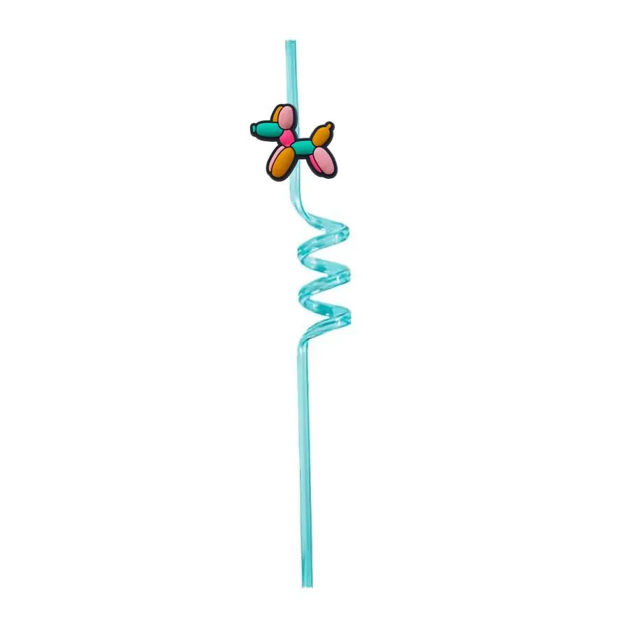 balloon dog themed crazy cartoon straws for sea party favors drinking new year decoration supplies birthday christmas girls reusable plastic straw