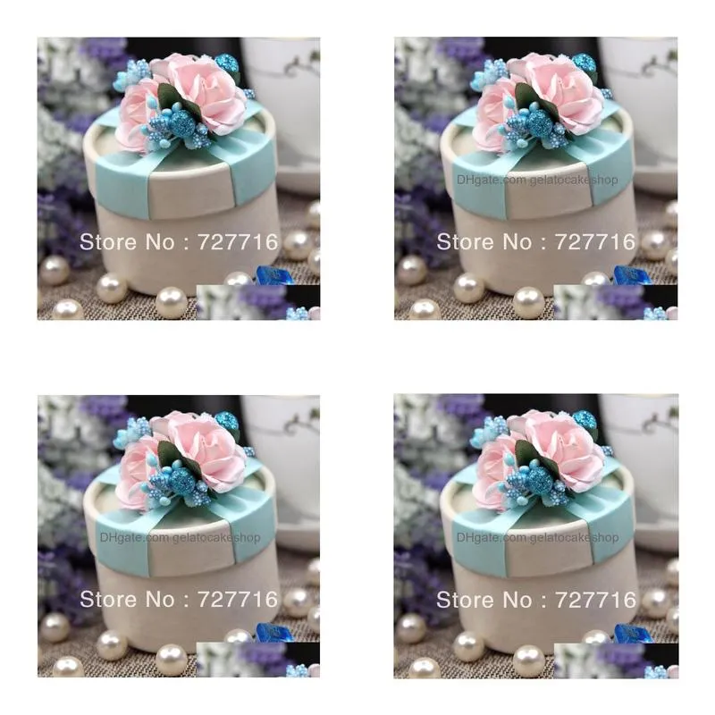 wholesale- 10pcs/lot paper gift box pink and blue wedding favor boxes party candy box - 