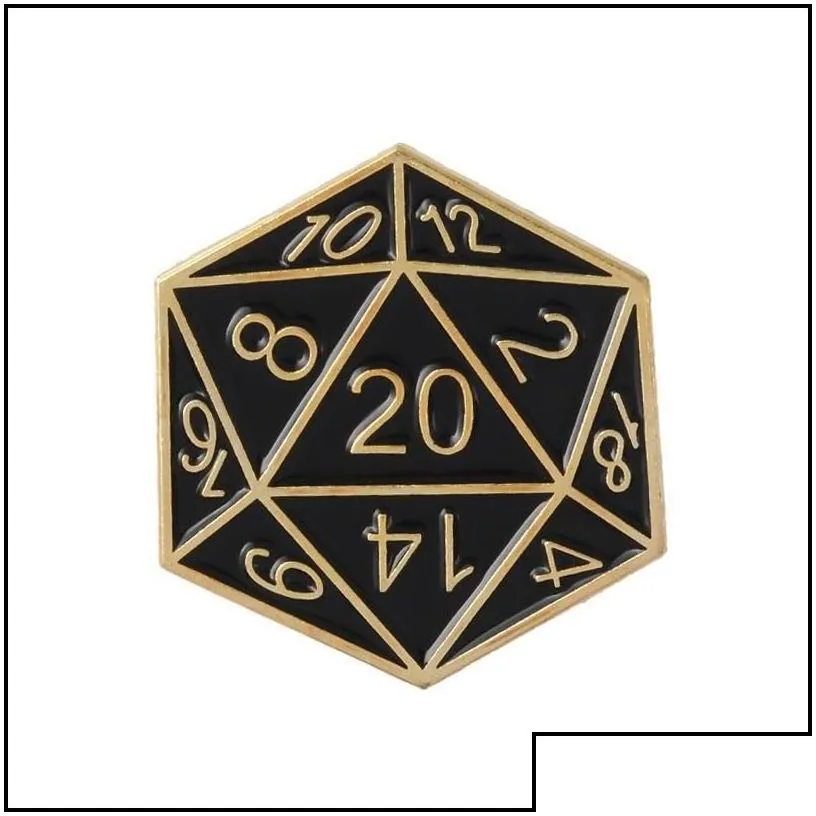 Cartoon Accessories 20 Sided Dice Dungeons And Dragons Enamel Pins D20 Dnd Game Brooches Bag Clothes Button Badge Jewelry Gift For F