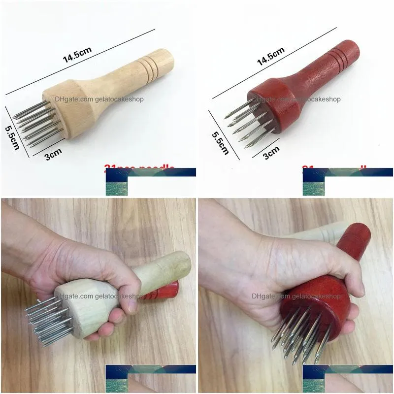 stainless steel meat needles pounders with wooden handle profession meat tenderizer needle for beef tender steak kitchen tools