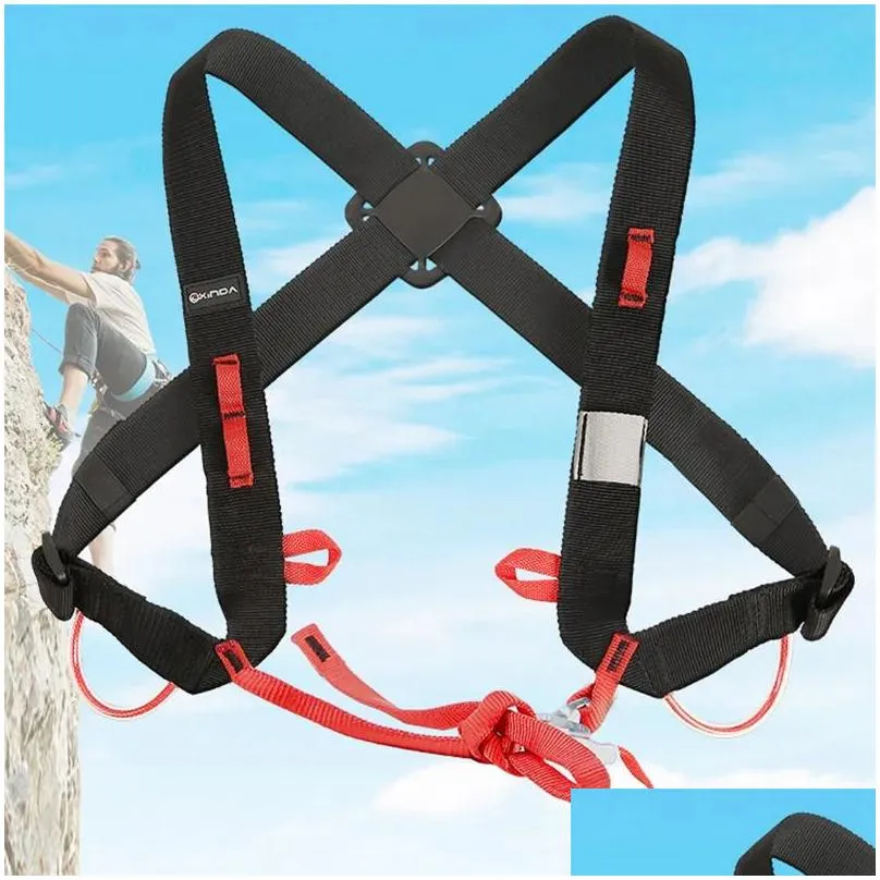 Climbing Harnesses XINDA Outdoor Rock Climbing Ascending Decive Shoulder Girdles Adjustable SRT Chest Safety Belt Harness Protection Survival