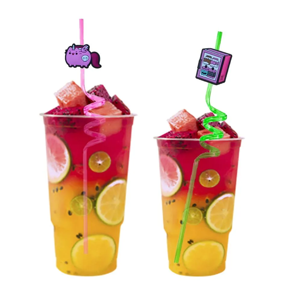 cats and themed crazy cartoon straws plastic drinking party supplies for favors decorations new year kids reusable straw