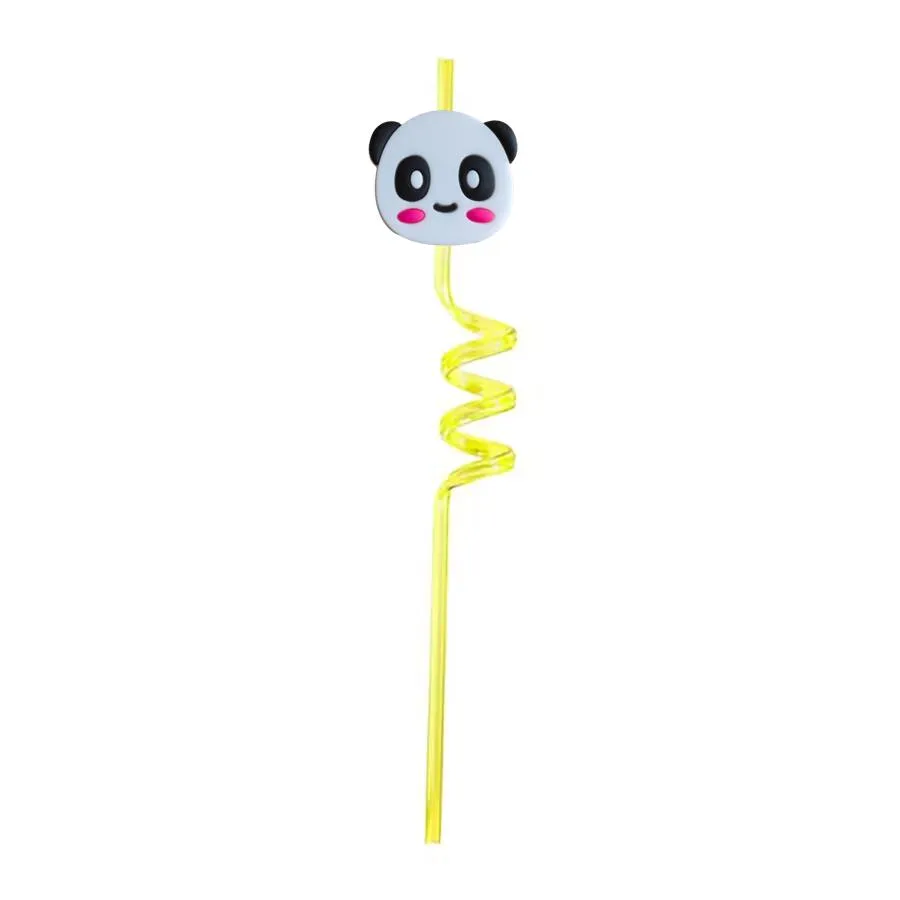 panda 12 themed crazy cartoon straws drinking for new year party supplies birthday favors decorations kids pool sea reusable plastic straw