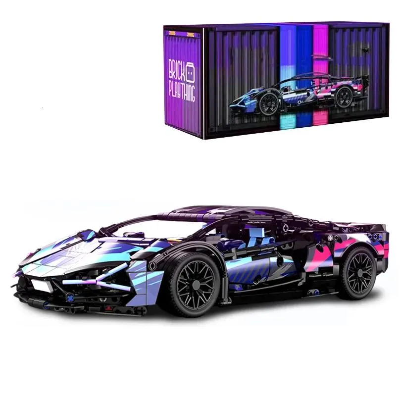 Blocks 1314PCS Black Purple Lamborghinised Sian Sport Car Building Blocks Assemble Racing Vehicle Bricks Toys Birthday Gift For Kid Boy