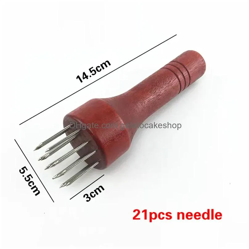 stainless steel meat needles pounders with wooden handle profession meat tenderizer needle for beef tender steak kitchen tools
