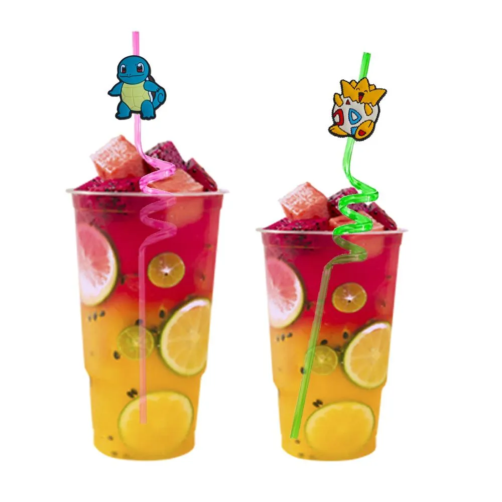  72 themed crazy cartoon straws reusable plastic drinking for summer party favor straw girls decorations goodie gifts kids