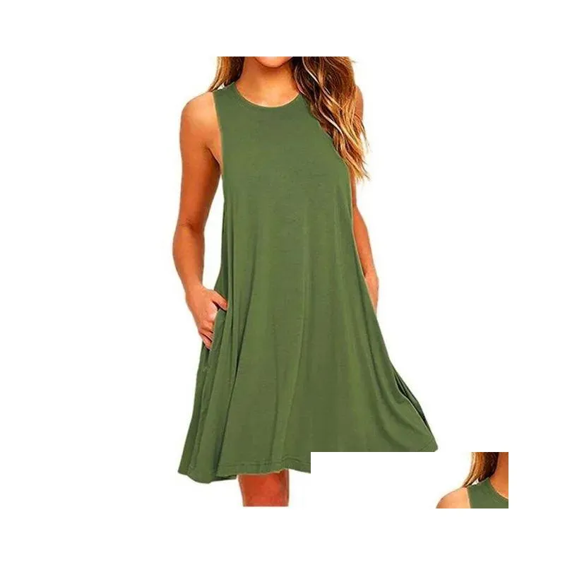Plus Size Dresses Womens Summer Casual Swing T-Shirt Beach Er Up With Pockets Hy54 Drop Delivery Apparel Women`S Otxhn