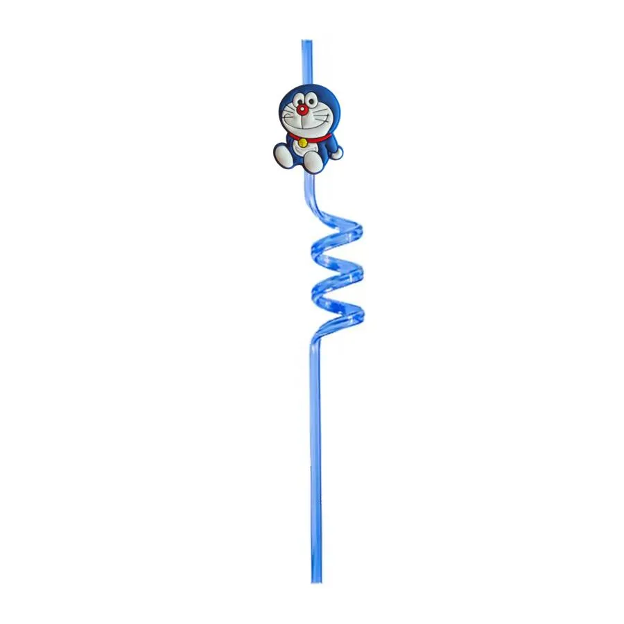 doraemon themed crazy cartoon straws drinking for summer party favor christmas favors plastic new year reusable straw