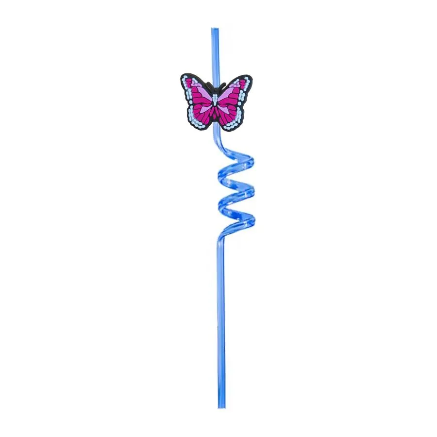 colored butterfly 28 themed crazy cartoon straws drinking for girls kids pool birthday party christmas favors summer favor reusable plastic straw