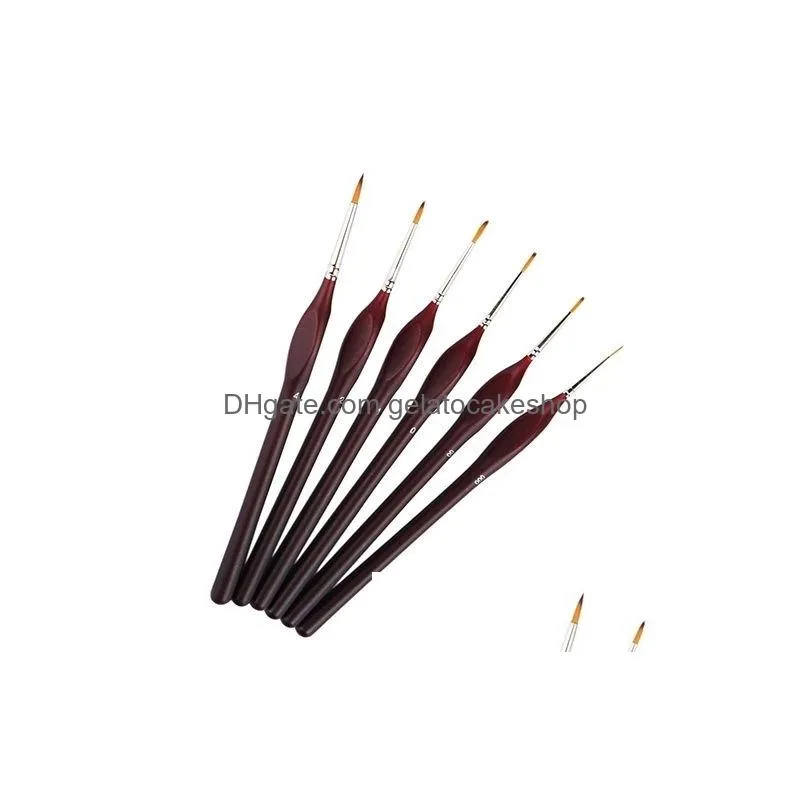 high quality 6 pcs professional wooden handle artists modellers detail paint brushes set